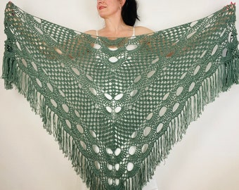 from USA Green Wedding Shawl Fringe Alpaca Bridal Wrap wool Mother Of Bride Plus Size Triangle Evening Shawl