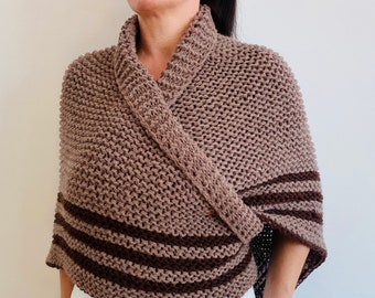 Brown Alpaca outlander shawl Claire, knit arm warmers wrist wool shoulder wrap cape, warm sweatshirt gift fan anniversary Sassenach 4 5 6 7