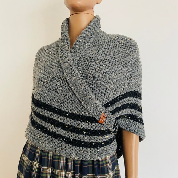 Gray Outlander shawl Claire Alpaca, knit arm warmers wrist wool shoulder wrap cape, warm sweatshirt gift fan anniversary Sassenach 4 5 6 7