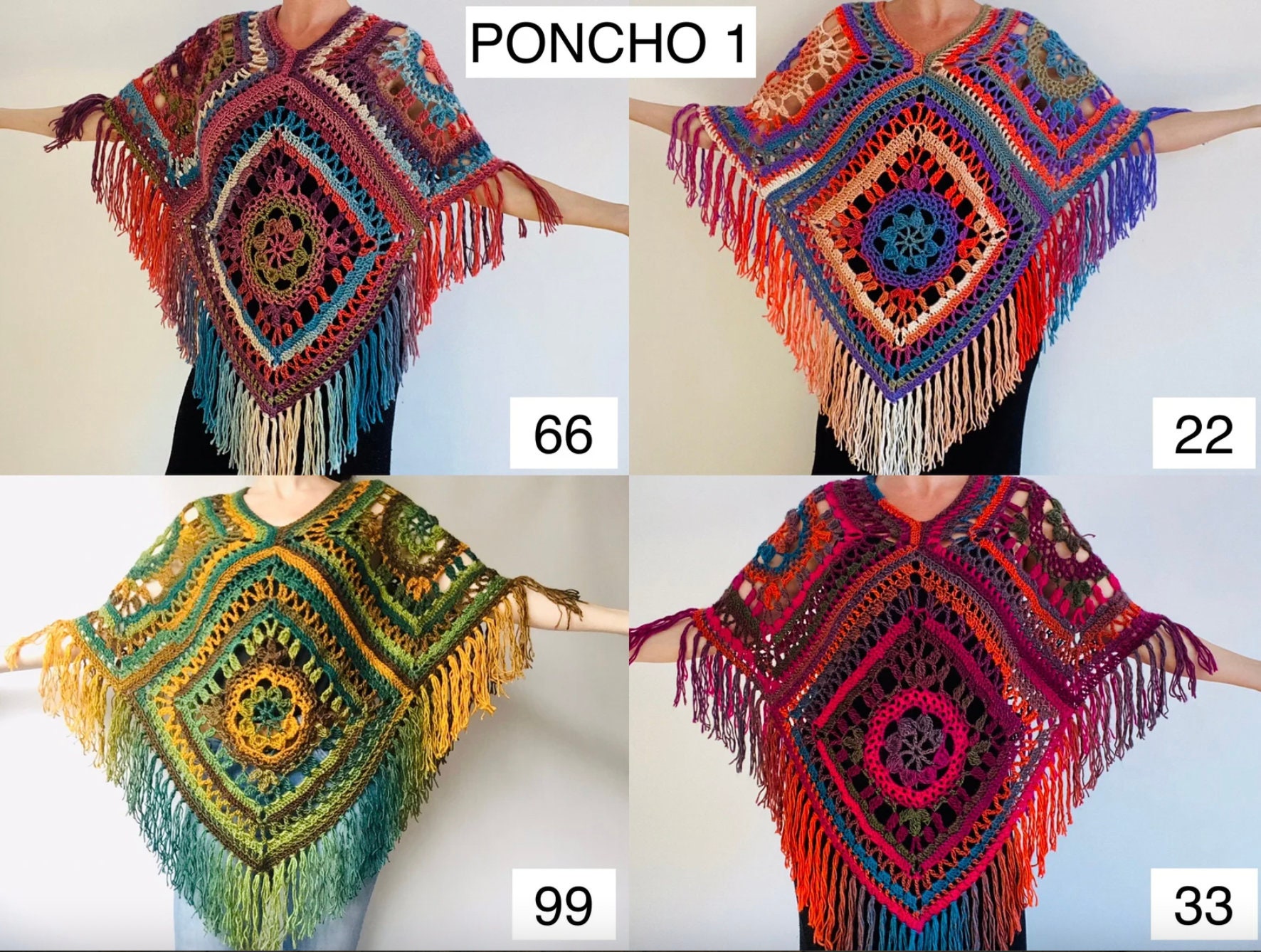 Rainbow Poncho Pride Women Crochet Outlander Triangle Shawl - Etsy ...