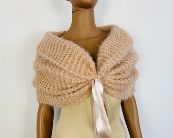 Beige Wedding Bolero Bridal Shawl Faux Fur Wedding Wrap Bridesmaid Shrug Fuzzy Bride Cover Up Shoulders Wrap from USA