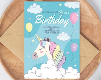 Unicorn verjaardagsuitnodiging, Unicorn uitnodiging, Unicorn verjaardagsfeestje, Unicorn Party, magische uitnodiging, Unicorn uitnodigen, meisje verjaardag