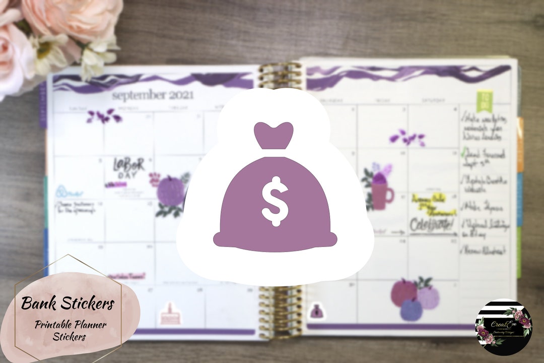 Bank Stickers for Planner Printable Planner Stickers, Planner Stickers, Piggy Bank Stickers ...
