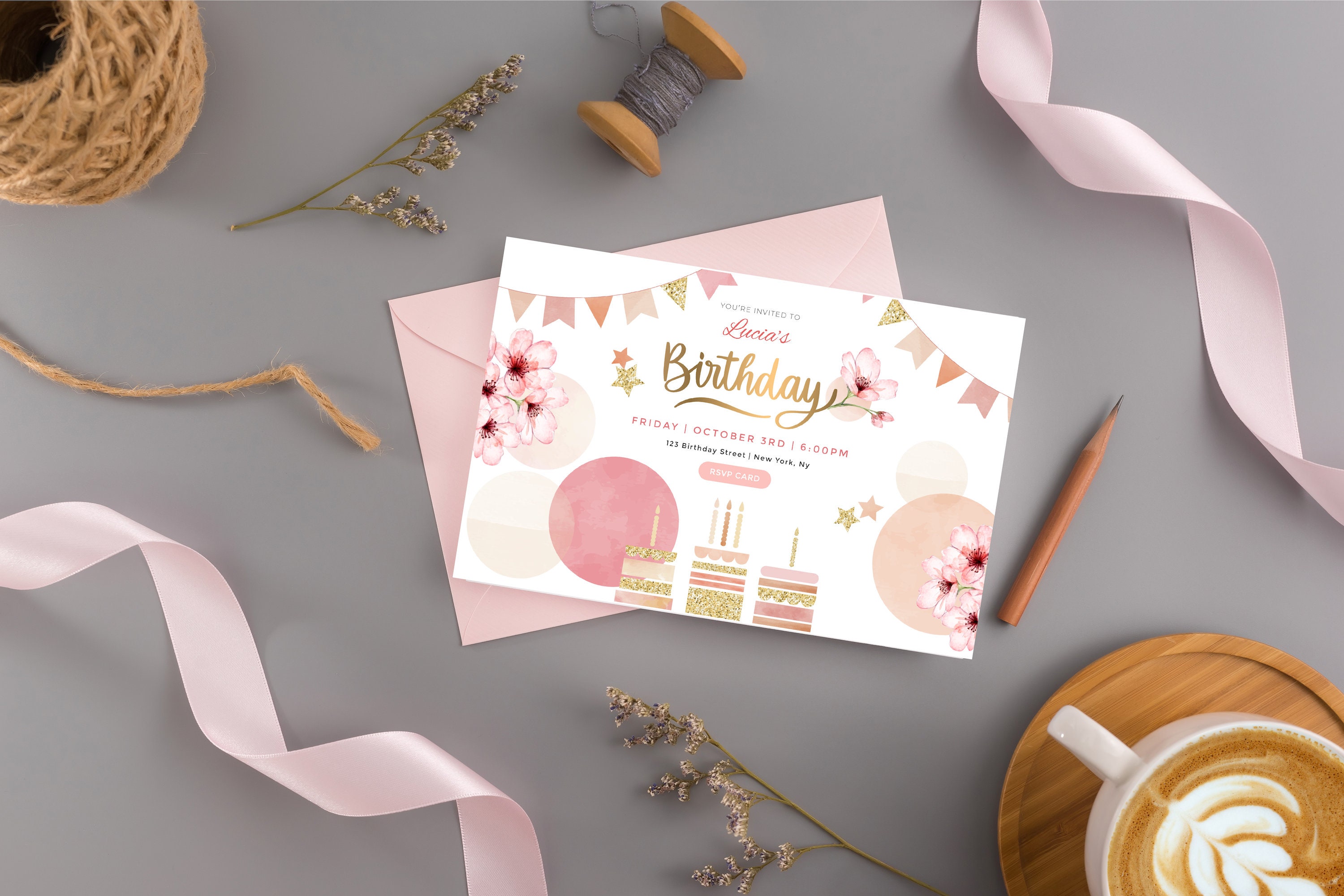 Printable Birthday Digital Party Invitation, Birthday Invite, Princess ...