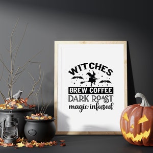 Cartel Impreso de Bruja de Halloween Marco para Pared Regalo de Decoración arte