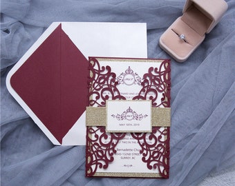 Elegant Laser Cut Wedding Invitation, Laser Cut Pocket, Wedding Stationery, Wedding Invitation, Pocket Invitation, Wedding Invite Pocketfold
