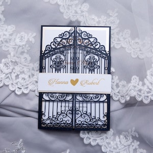 Gate Laser Cut Wedding Invitation, Laser Cut Pocket, Wedding Stationery, Wedding Invitation, Pocket Invitation, Wedding Invite Pocketfold