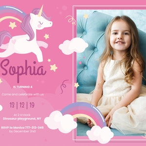 Unicorn Invitation | Unicorn Birthday Invitation Printable | Digital Unicorn Birthday Party