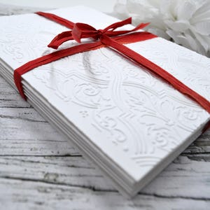 白エンボス加工の白紙カード / 白紙の招待状 / 白紙のグリーティングカード / DIY 結婚式招待状