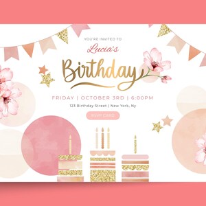 Printable Birthday Digital Party Invitation, Birthday Invite, Princess Birthday, Online Birthday Invitation, Digital Download, Kids Birthday