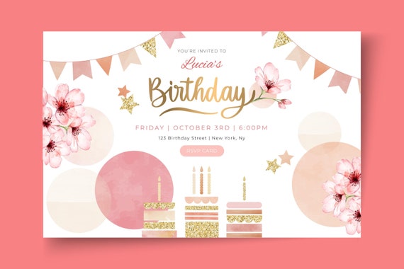 Printable Birthday Digital Party Invitation Birthday Invite Princess Birthday Online Birthday Invitation Digital Download Kids Birthday Etsy UK