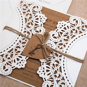 Rustic Laser Cut Wedding Invitation, Laser Cut Pocket, Wedding Stationery, Wedding Invitation, Pocket Invitation, Wedding Invite Pocketfold