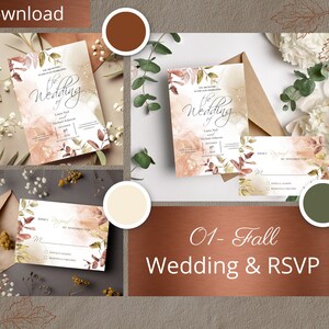 Wedding Invitation and RSVP Template, Printable Wedding Invitation, Instant Download, Editable Wedding Invitation Template in Canva