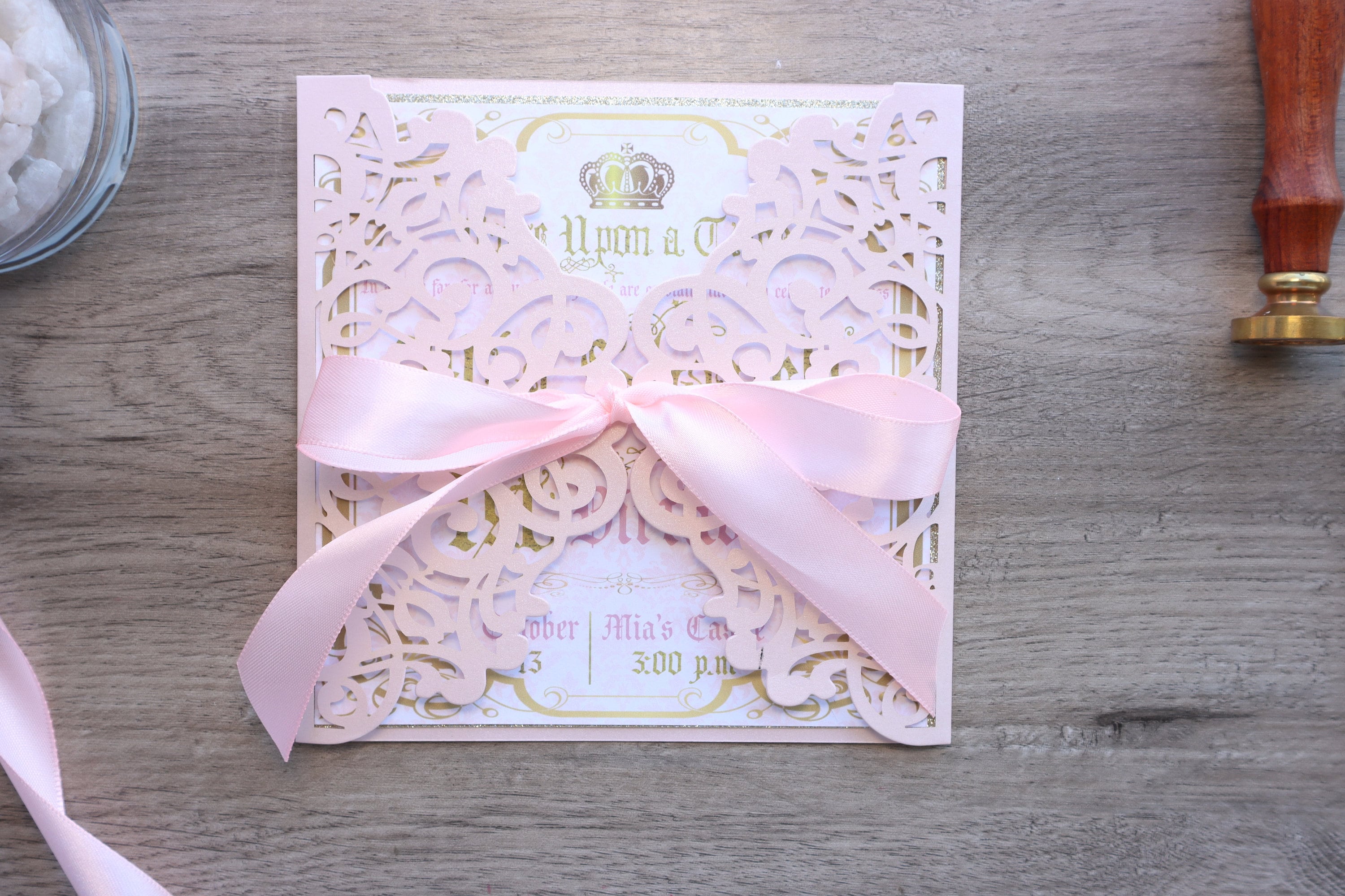 Princess Birthday Invitation: Laser Cut Pocket, Royal Celebration