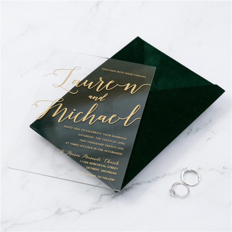 Clear Acrylic Wedding Invitation, Transparent Modern Design, Custom ...