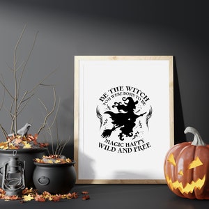 Cartel Impreso de Bruja de Halloween Marco para Pared Regalo de Decoración arte