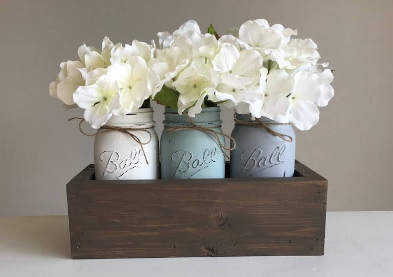 Mason Jar Centerpiece Mason Jar Decor Rustic Home Decor Etsy