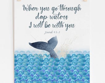 Wal Bibel Vers Kunst, Christian Ocean Decor, digitaler Download
