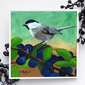 Chickadee Bird Art Print – Songbird Wall Decor from Original Painting, Nature-Inspired Bird Lover Gift