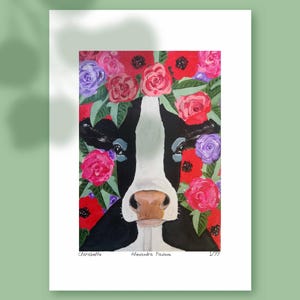 Limited Edition Floral Cow Art Print – Signed Farmhouse Wall Decor