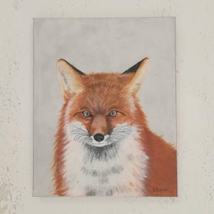 Fox Portrait Original Painting – Red Fox Wall Art on Canvas, Animal Nature Artwork, Rustic Forest Decor, Wildlife Home Accent