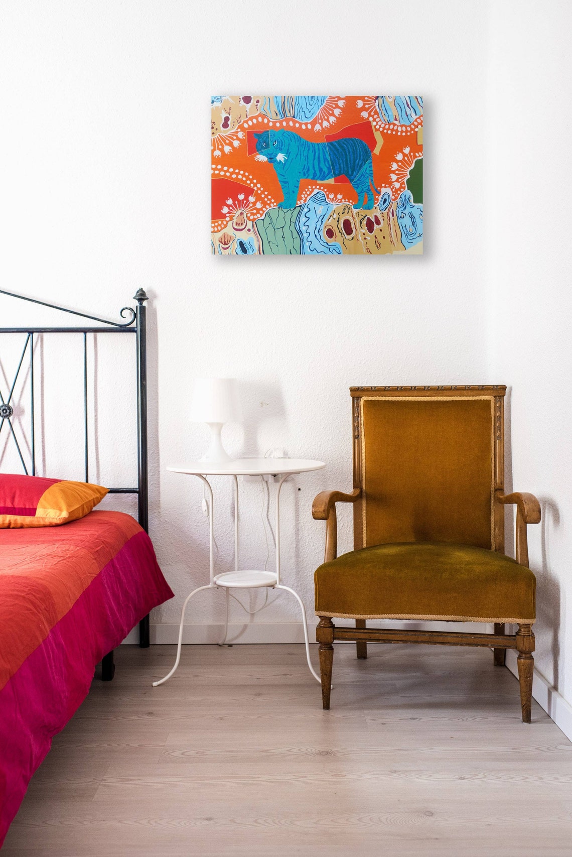 Tiger Painting Colorful Original Acrylic Artwork on Canvas Etsy