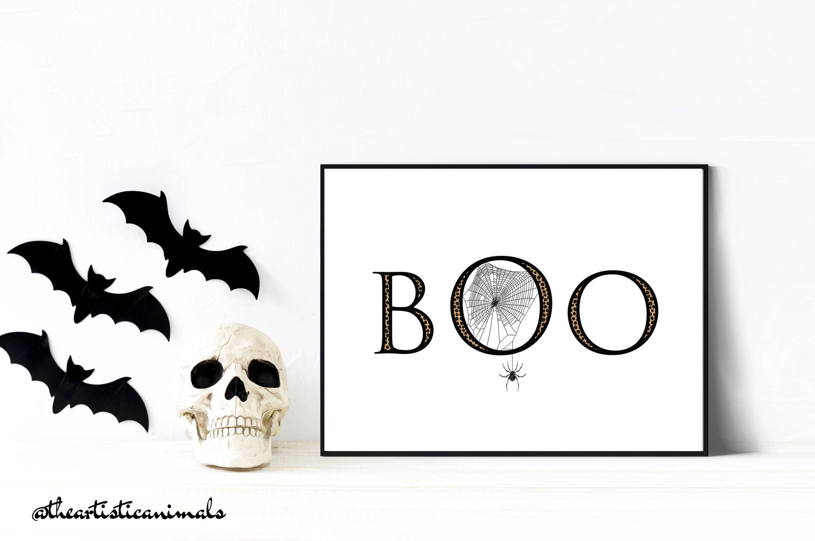 Boo Sign for Halloween Printable Halloween Art Spider - Etsy