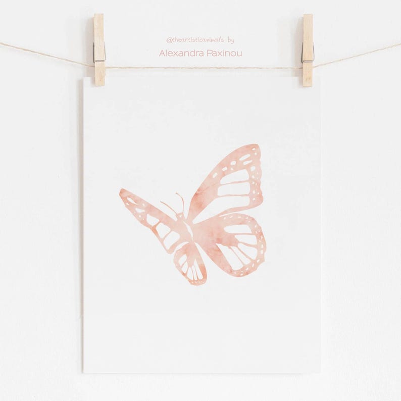 one of the blush pink butterflies, displayed size 8x10 inch