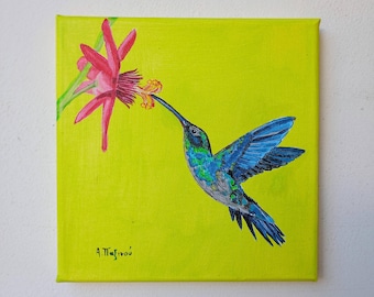 原画　ハチドリ　動物画　絵画　アクリル画　現代アート　細密画　手描き　一点物 Amazon.co.jp: 原画 馬 絵 絵画 動物画 肉筆画 アクリル画 現代