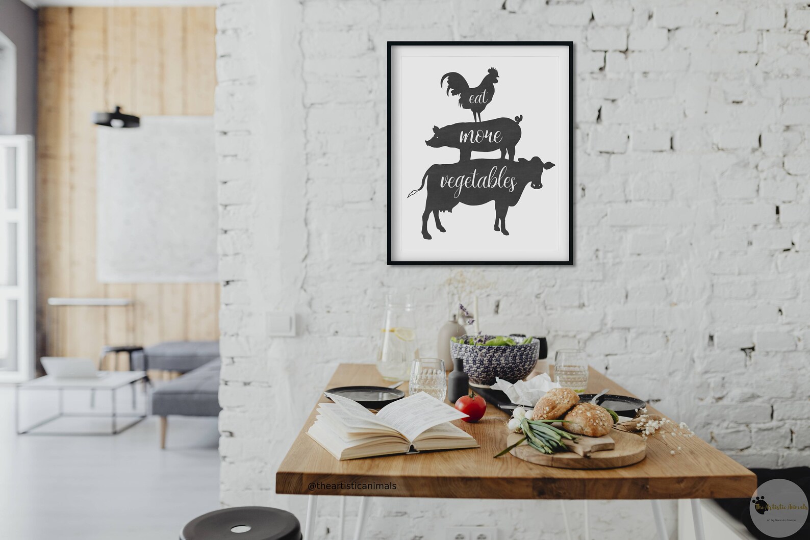 Farm animals kitchen wall decor Eat more vegetables quote Etsy