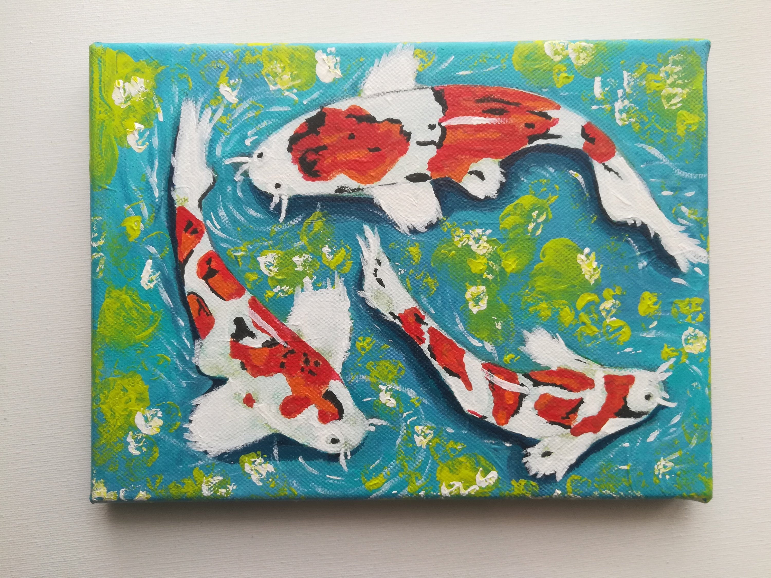 Koi Fish Wall Art Original Painting on Canvas Etsy