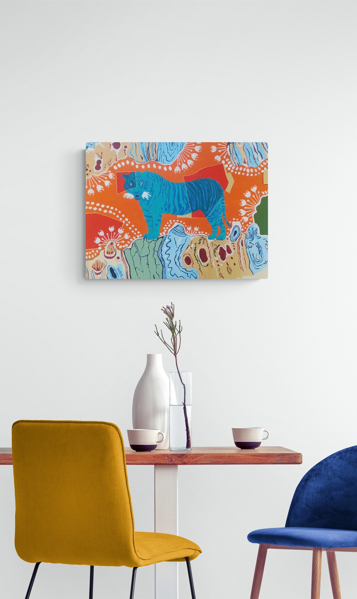 Tiger Painting Colorful Original Acrylic Artwork on Canvas Etsy