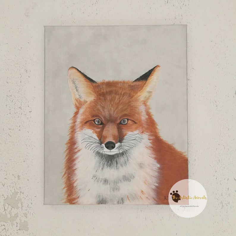 Fox Painting Original Red Fox Animal Canvas Wall Art Etsy