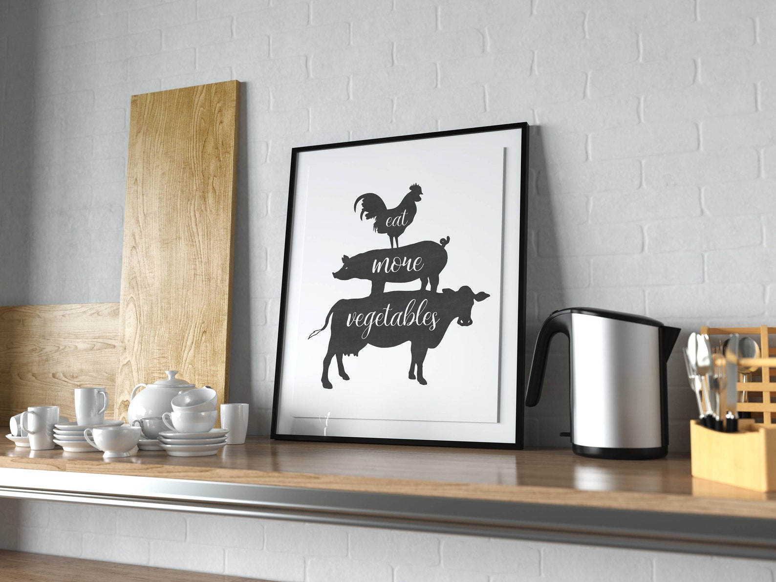 Farm animals kitchen wall decor Eat more vegetables quote Etsy