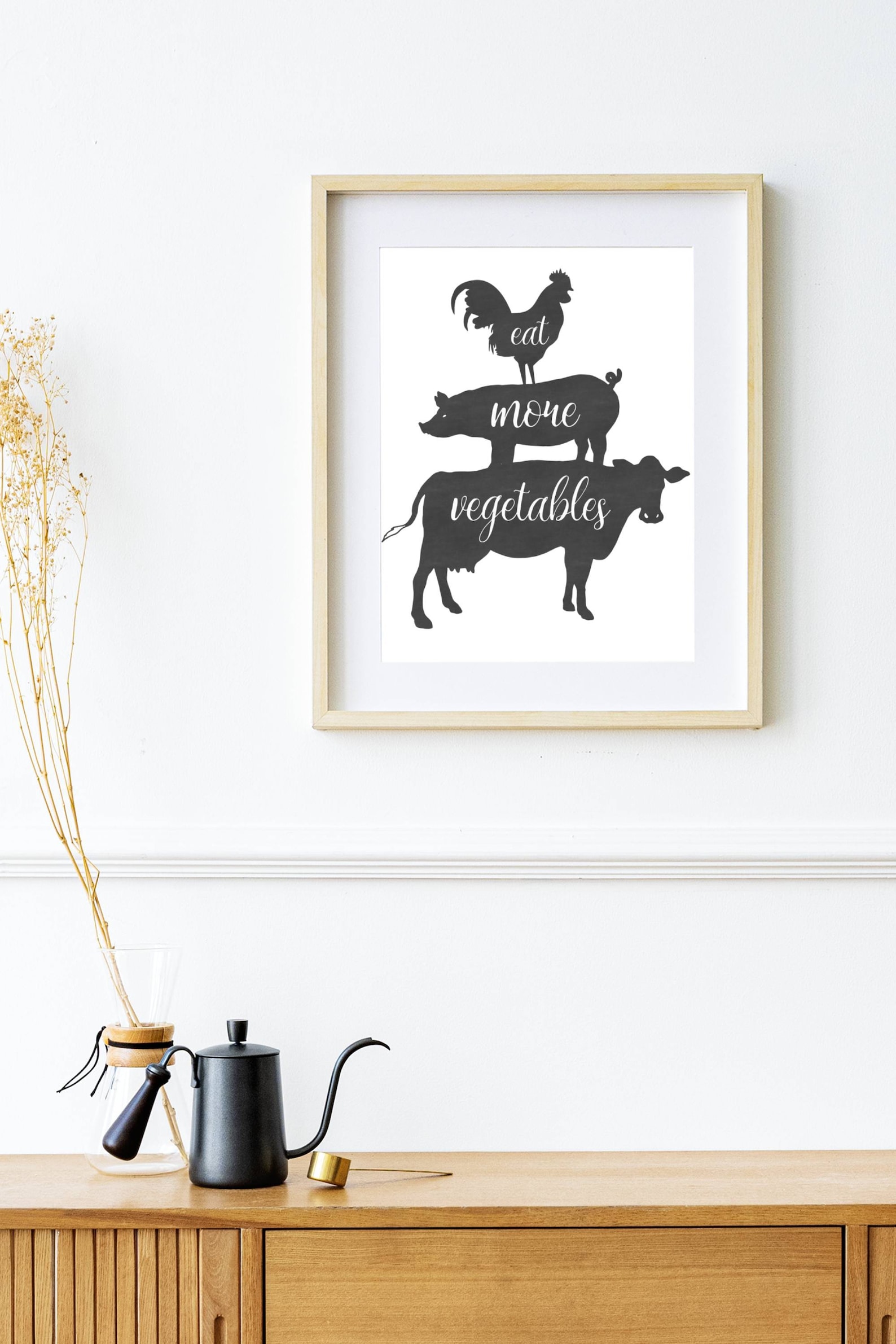 Farm animals kitchen wall decor Eat more vegetables quote Etsy