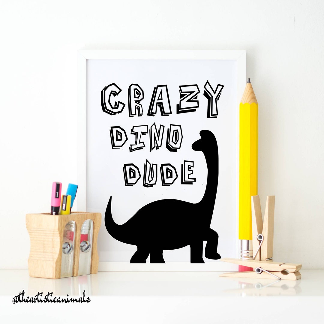Dinosaur Poster Printable Toddler Boy Room Decor Black and - Etsy