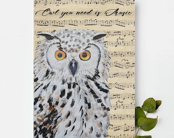 Owl Music Art Print – Owl You Need Is Music – Owl Wall Decor – Sheet Music Animal Poster – Music Lover Gift – Physical Print