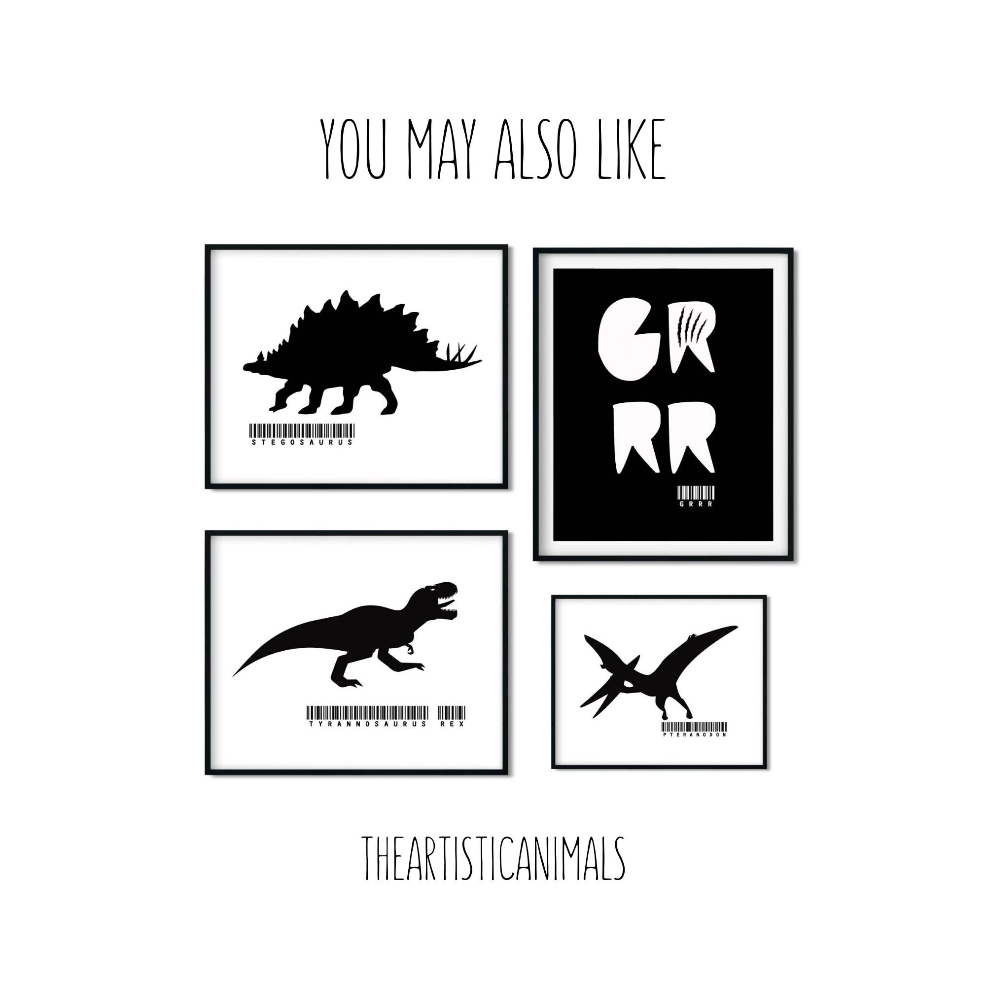 Dinosaur Wall Art Printable Kids Room Gallery Wall Set of 4 Etsy