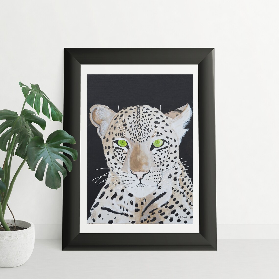 Leopard print wall art Jungle cat art Leopard portrait Etsy