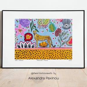 Cheetah Art Print, Colorful Bohemian Decor, Limited Edition