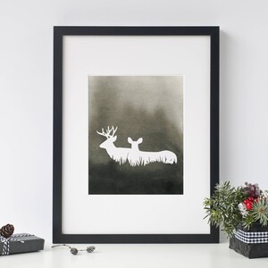 Buck and Doe Print Black and White Couple Wall Art Printable - Etsy