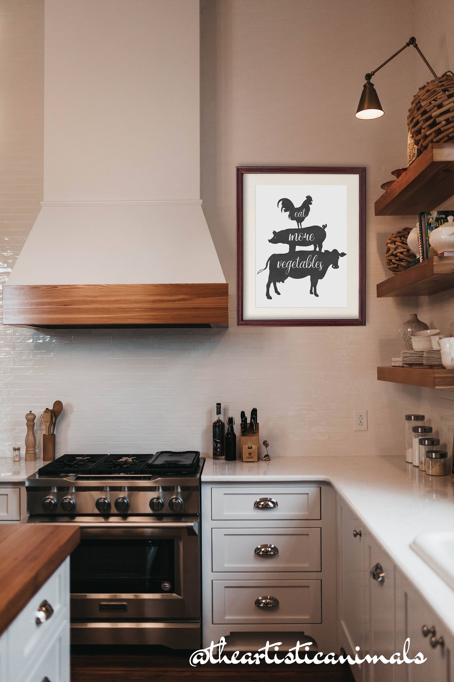 Farm animals kitchen wall decor Eat more vegetables quote Etsy