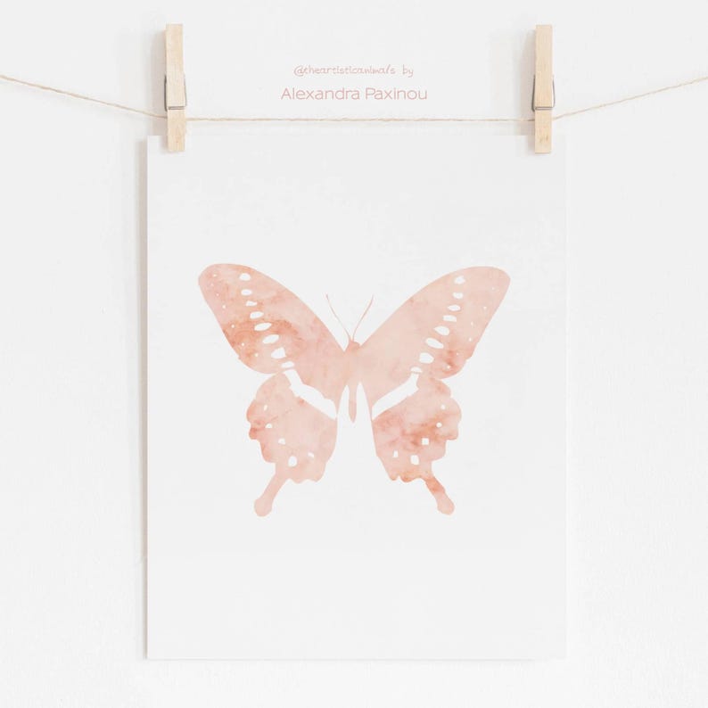 one of the blush pink butterflies, displayed size 8x10 inch