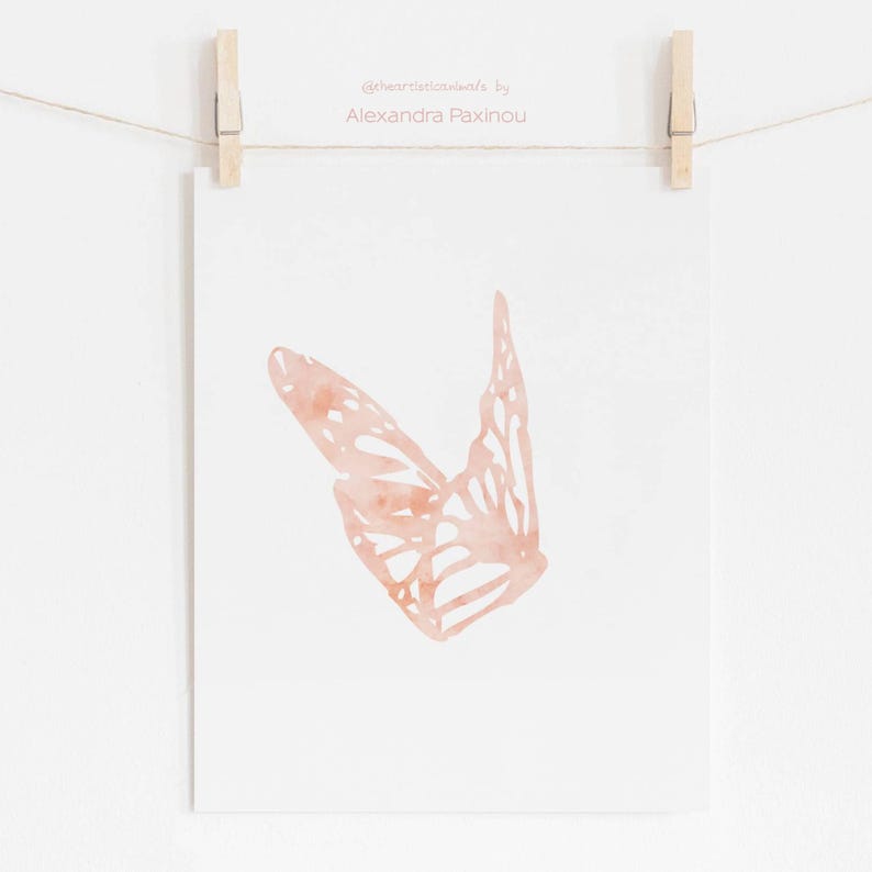 one of the blush pink butterflies, displayed size 8x10 inch