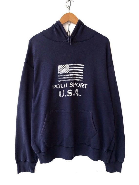 90s Vintage Polo RL Sport USA Hooded Pullover Swea