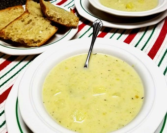 Leek and Potato Soup Recipe: Home-Style Cooking, Bonus Leek Prep (PDF)