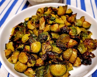 Air Fried Brussel Sprouts with Lemon-Pepper-Garlic Aioli