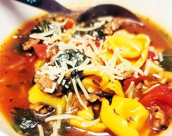 Quick and Easy Spinach, Tortellini and Sausage Soup Recipe PDF download