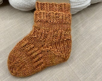 Pure Natural Eco Sustainable  - Baby Socks - 70/30 % Cheviot Wool/ Soy Fibre - Cosy - Durable - Hand Crafted - Farm Traceable Provenance