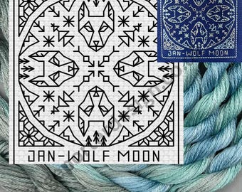 January Wolf Moon Blackwork Embroidery Kit – Modern Pagan Design